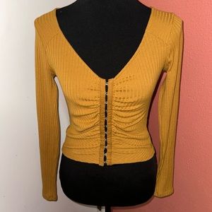 Ribbed Long Sleeve Mustard Top